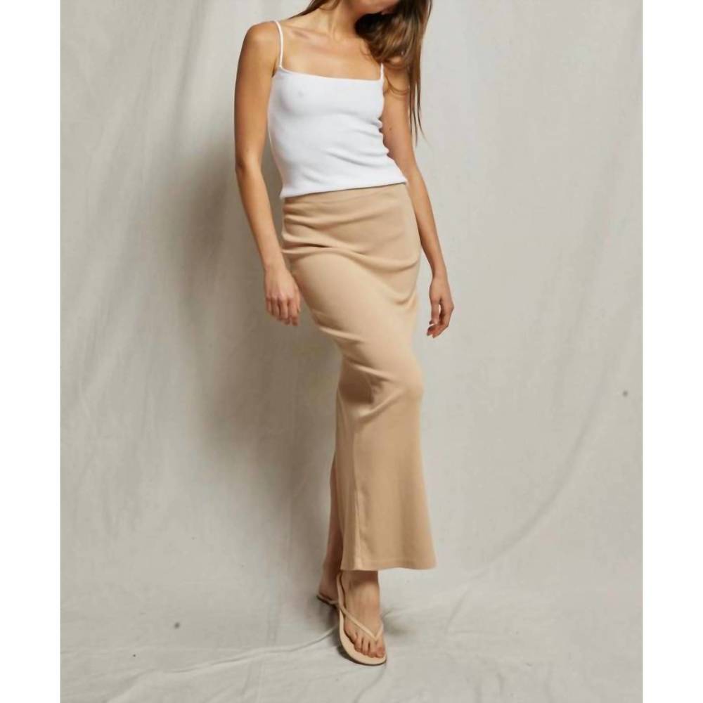 perfectwhitetee Women's Tan Maxi Skirt